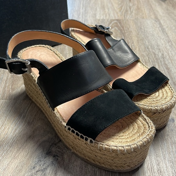Rag & Bone Edie Black Espadrille Wedge Sandals Size 6.5 - Picture 5 of 15